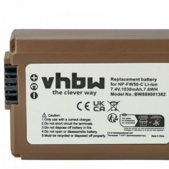 Sony NP-FW50 - 1030mAh, 7.4V, Li-Ion Info Chip, USB C Socket - Utángyártott Kamera akku