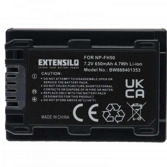Sony NP-FH70, NP-FH40, NP-FH100, NP-FH50 - 650mAh, 7.2V, Li-Ion - Utángyártott Kamera akku