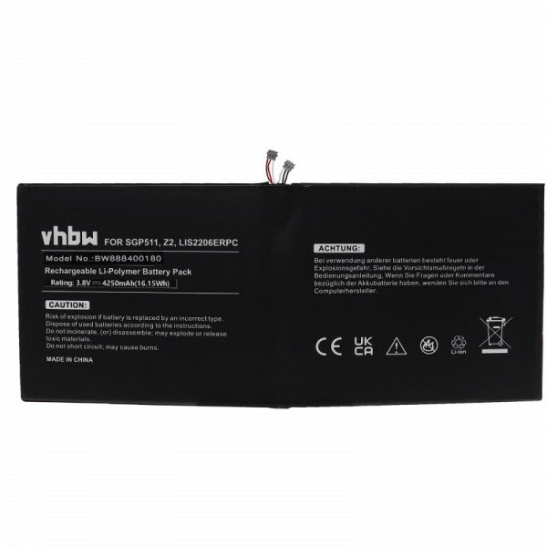   Sony LIS2206ERPC, 1277-3631.1B, 1ICP3/102/112-2 - 4250 mAh 3.8 V Li-polymer - Utángyártott tablet akku