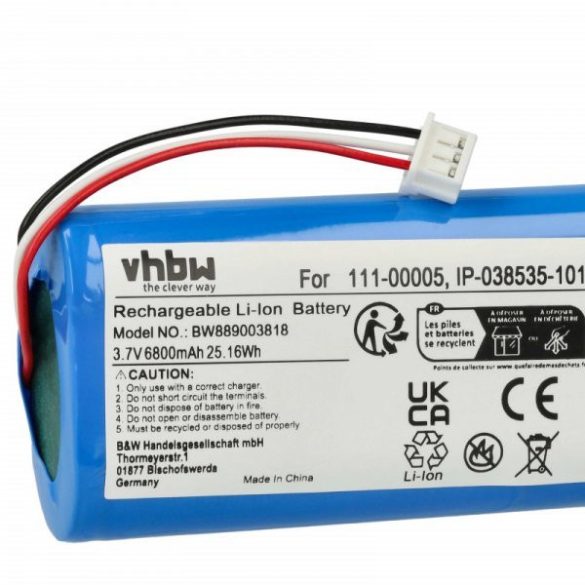 Sonos IP-038535-101, 111-00005- Li-Ion 6800 mAh - Utángyártott hangszóró akku