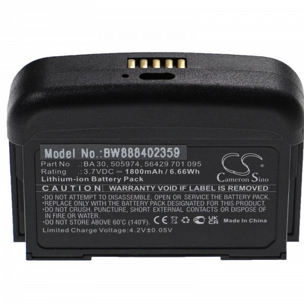 Sennheiser 505974, 56429 701 095, BA 30 - 1800 mAh 3.7 V Li-Ion - Utángyártott akku