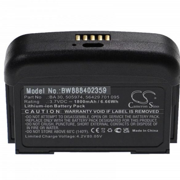 Sennheiser 505974, 56429 701 095, BA 30 - 1800 mAh 3.7 V Li-Ion - Utángyártott akku