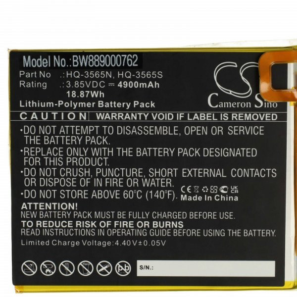   Samsung HQ-3565S, HQ-3565N - 4900 mAh 3.85 V Li-polymer - Utángyártott tablet akku