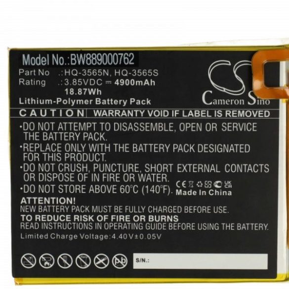 Samsung HQ-3565S, HQ-3565N - 4900 mAh 3.85 V Li-polymer - Utángyártott tablet akku