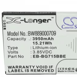   Samsung EB-BG715BBE, GH43-04993A - 3950 mAh 3.85 V Li-Ion - Utángyártott telefon akku