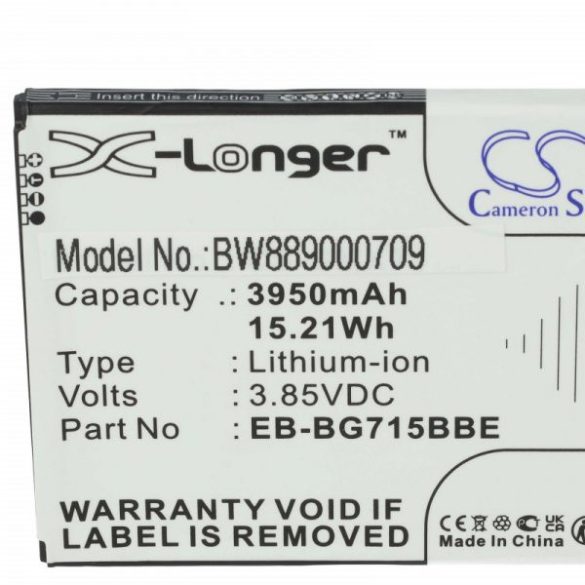 Samsung EB-BG715BBE, GH43-04993A - 3950 mAh 3.85 V Li-Ion - Utángyártott telefon akku