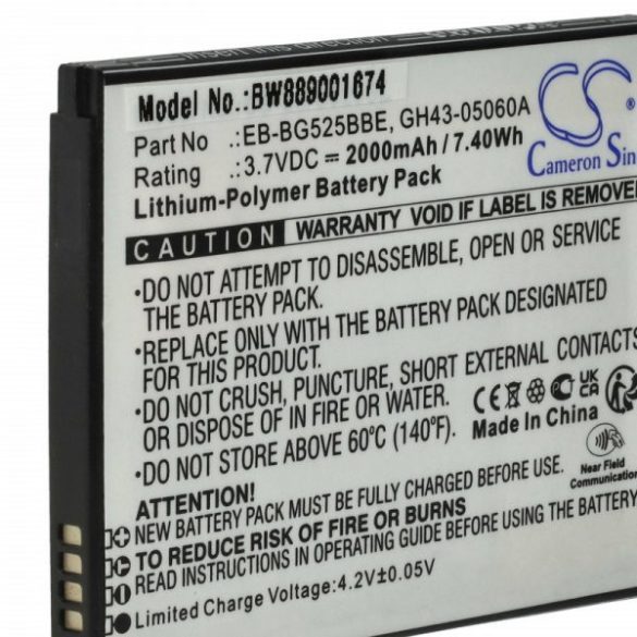 Samsung GH43-05060A, EB-BG525BBE - 2000 mAh 3.7 V Li-polymer - Utángyártott telefon akku
