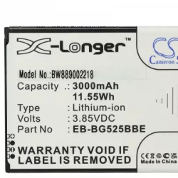   Samsung EB-BG525BBE, GH43-05060A - 3000 mAh 3.85 V Li-Ion - Utángyártott telefon akku
