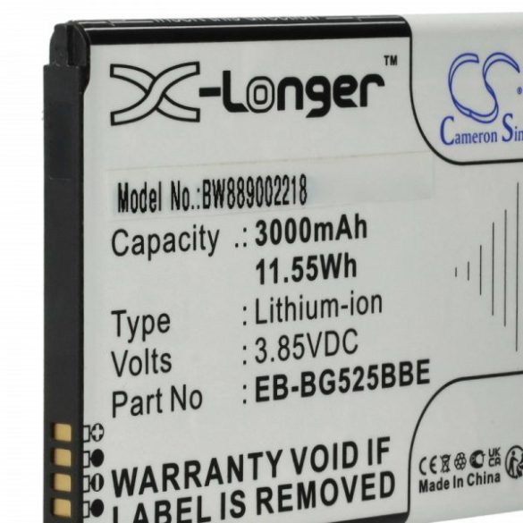 Samsung EB-BG525BBE, GH43-05060A - 3000 mAh 3.85 V Li-Ion - Utángyártott telefon akku
