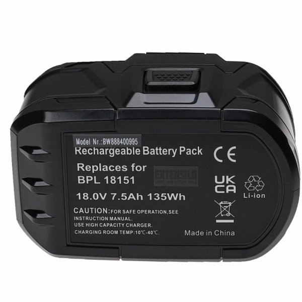 Szerszámgép akku Ryobi BPL1815, ABP1803, ABP1801, BCP1817/2SM - 7500 mAh, 18 V, Li-Ion - Utángyártott akku