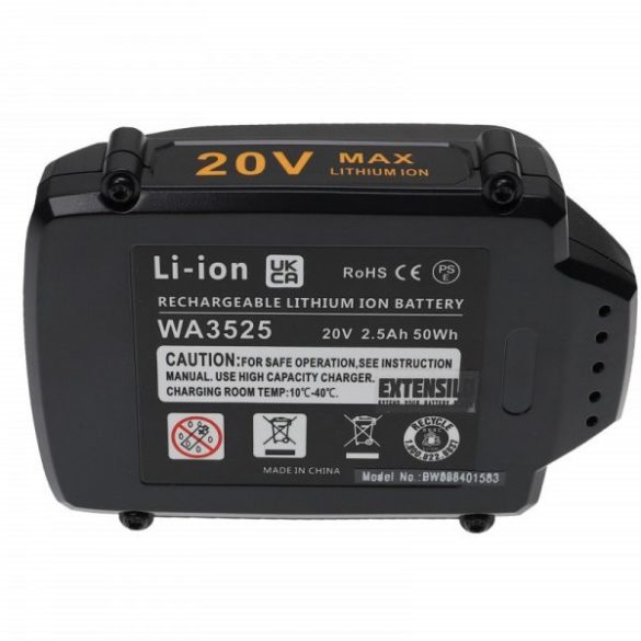 Szerszámgép akku Rockwell RW9351.1 - 2500 mAh, 20 V, Li-Ion - Utángyártott akku