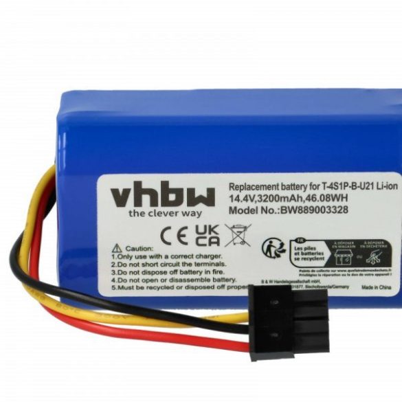 Proscenic T-4S1P-B-U21, INR18650-M30-4S1P for Proscenic 3200mAh, 14.4V, Li-Ion - Utángyártott porszívó akku