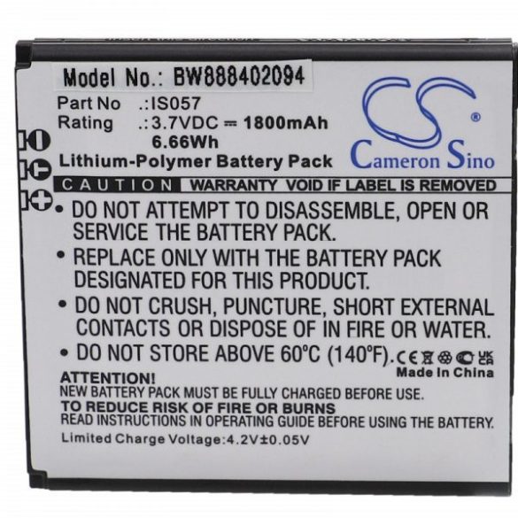 Pax IS057 - 1800 mAh 3.7 V Li-polymer Utángyártott vonalkód olvasó akku