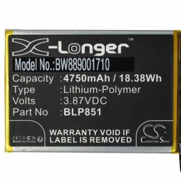 Oppo BLP851 - 4750 mAh 3.87 V Li-polymer - Utángyártott telefon akku