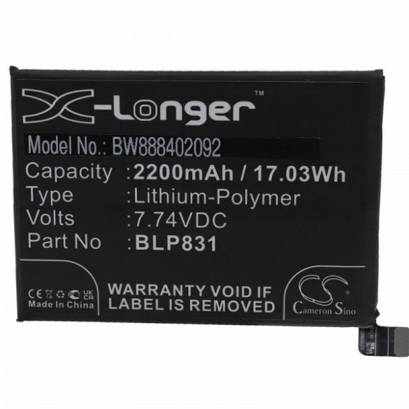 Oppo BLP831 - 2200 mAh 7.74 V Li-polymer - Utángyártott telefon akku