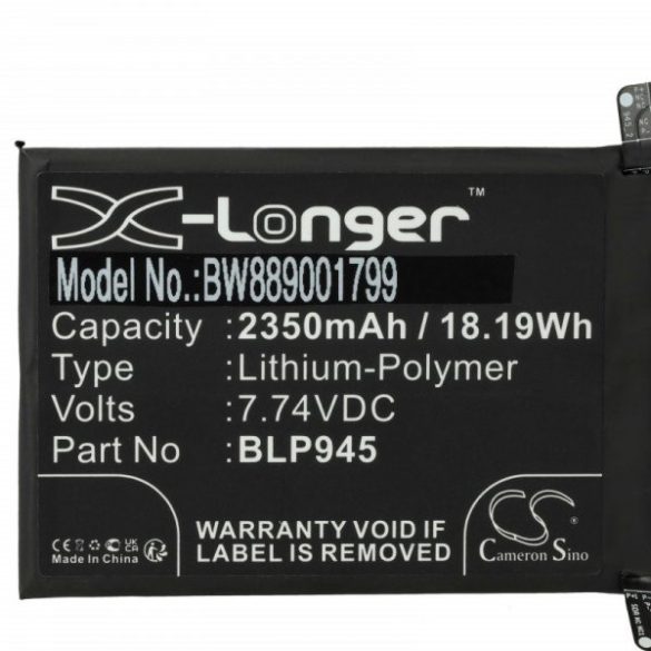OnePlus BLP945 - 2350 mAh 7.74 V Li-polymer - Utángyártott telefon akku