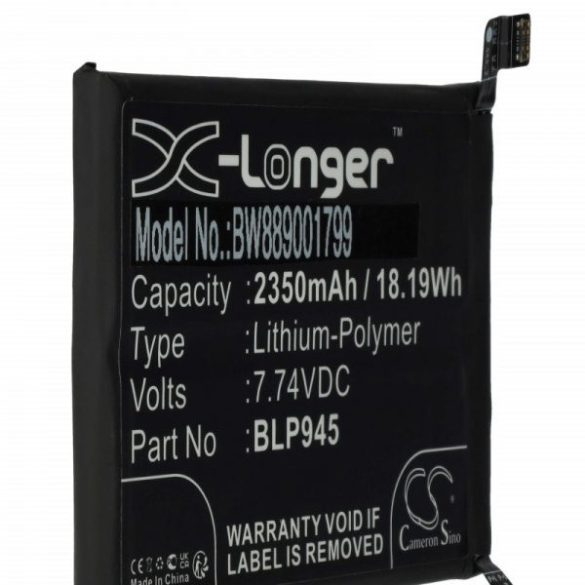 OnePlus BLP945 - 2350 mAh 7.74 V Li-polymer - Utángyártott telefon akku