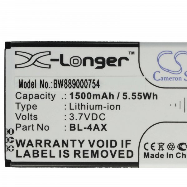  Nokia BL-4AX, BL-4XL - 1500 mAh 3.7 V Li-Ion - Utángyártott telefon akku