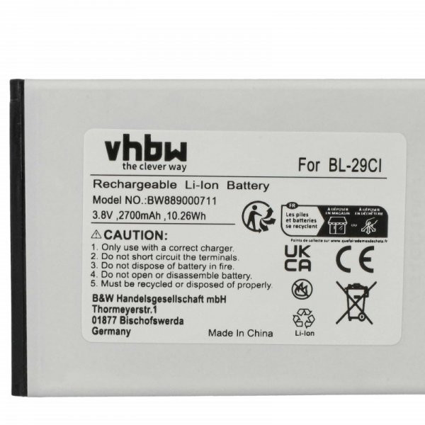 Nokia BL-29CL, BL-29CI - 2700 mAh 3.8 V Li-Ion - Utángyártott telefon akku