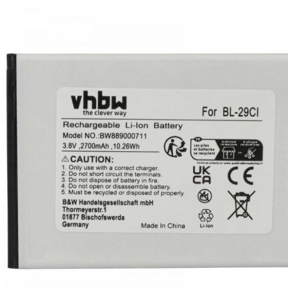 Nokia BL-29CL, BL-29CI - 2700 mAh 3.8 V Li-Ion - Utángyártott telefon akku