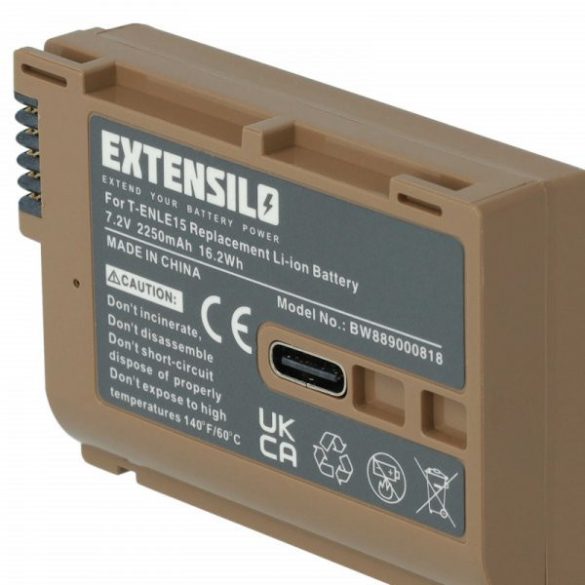 Nikon EN-EL15, EN-EL15b, EN-EL15A - 2250mAh, 7.2V, Li-Ion Info Chip USB Port - Utángyártott Kamera akku