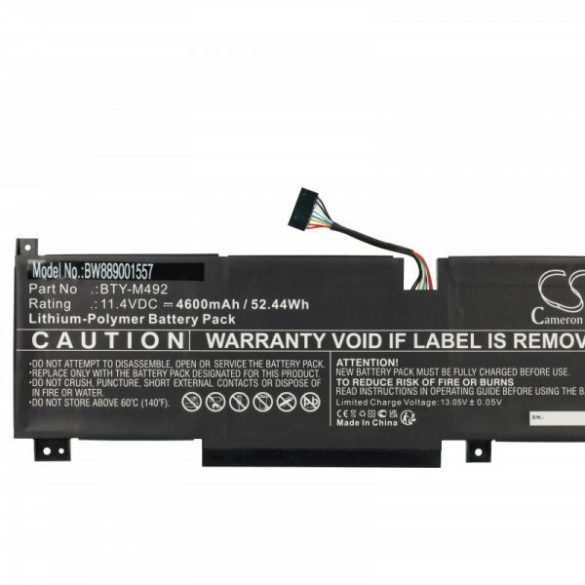 MSI BTY-M492 - 4600 mAh 11.4 V Li-polymer, fekete - Utángyártott notebook akku