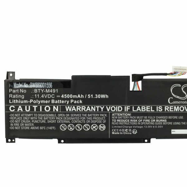   MSI BTY-M491, S9N-0B3A210-SB3 - 4500 mAh 11.4 V Li-polymer, fekete - Utángyártott notebook akku