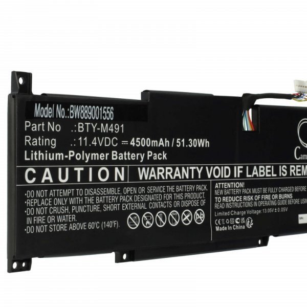 MSI BTY-M491, S9N-0B3A210-SB3 - 4500 mAh 11.4 V Li-polymer, fekete - Utángyártott notebook akku