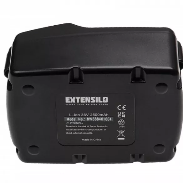 Szerszámgép akku Metabo 6.02177.86, 6.00795.68, 6.00795.00 - 2500 mAh, 36 V, Li-Ion - Utángyártott akku - VHBW