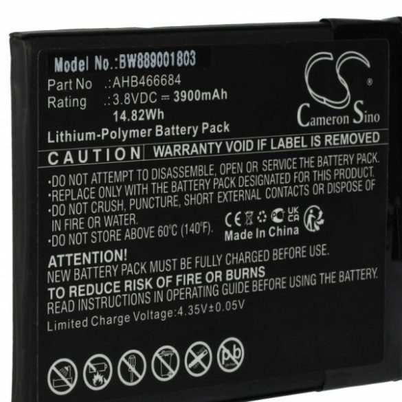 Meder AHB466684 - 3900 mAh 3.8 V Li-polymer - utángyártott audio guide akkumulátor