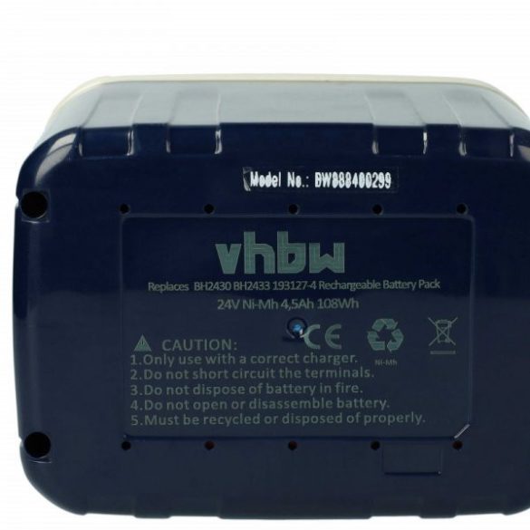 Szerszámgép akku Makita 193130-5, 193128-2, 193127-4, 193131-3 - 4500 mAh, 24 V, NiMH - Utángyártott akku