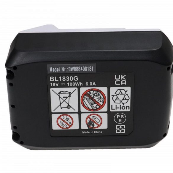 Szerszámgép akku Makita BL1813G, 198186-3, 196367-3, 195608-4 - 6000 mAh, 18 V, Li-Ion - Utángyártott akku