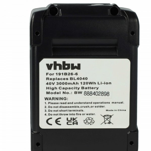 Szerszámgép akku Makita 191X65-8, 191B36-3, 191B26-6, 191L29-0 - 3000 mAh, 40 V, Li-Ion - Utángyártott akku