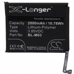   LG BL-M03, EAC64791001 - 2800 mAh 3.85 V Li-polymer - Utángyártott telefon akku - VHBW