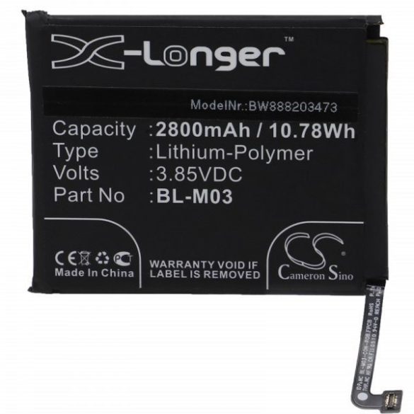 LG BL-M03, EAC64791001 - 2800 mAh 3.85 V Li-polymer - Utángyártott telefon akku