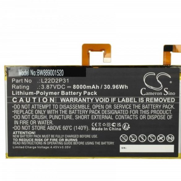 Lenovo L22D2P31 - 8000 mAh 3.87 V Li-polymer - Utángyártott tablet akku