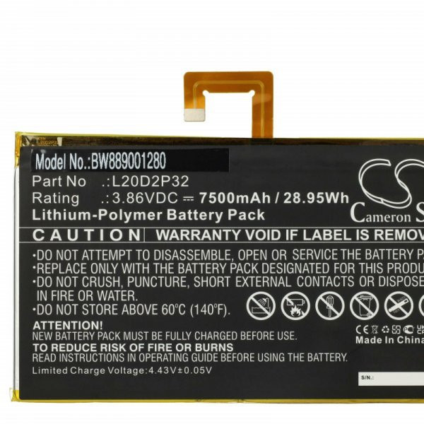   Lenovo L20D2P32 - 7500 mAh 3.86 V Li-polymer - Utángyártott tablet akku