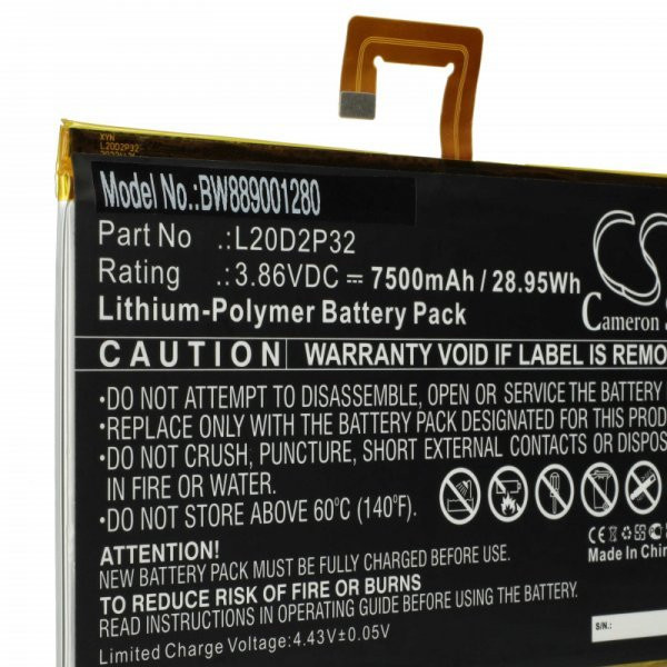 Lenovo L20D2P32 - 7500 mAh 3.86 V Li-polymer - Utángyártott tablet akku
