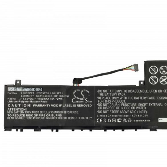 Lenovo L20D3PF0, L20C3PF1, L20L3PF1 - 4750 mAh 11.52 V Li-polymer, fekete - Utángyártott notebook akku