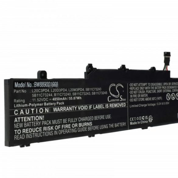 Lenovo B11C73240, 5B11C73243, 5B11C73244 - 4850 mAh 11.52 V Li-polymer, fekete - Utángyártott notebook akku