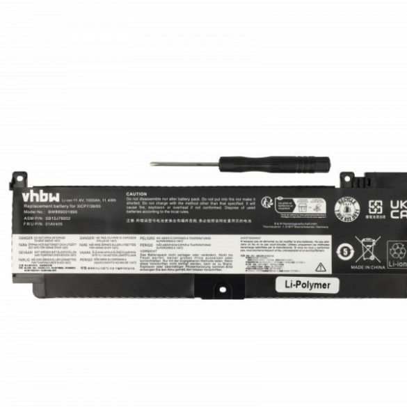 Lenovo 01AV406, 01AV405, 01AV407, 01AV462 - 1000 mAh 11.4 V Li-polymer, fekete - Utángyártott notebook akku