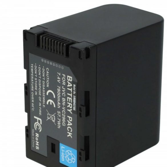 JVC BN-VC298G, BN-VC296G, BN-VC264G - 7800 mAh 7.4 V Li-Ion - Utángyártott kamera akku