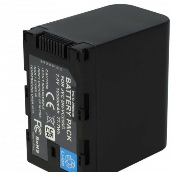 JVC BN-VC298G, BN-VC296G, BN-VC264G - 10500 mAh 7.4 V Li-Ion - Utángyártott kamera akku