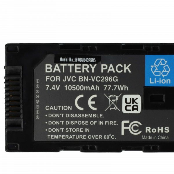 JVC BN-VC298G, BN-VC296G, BN-VC264G - 10500 mAh 7.4 V Li-Ion - Utángyártott kamera akku