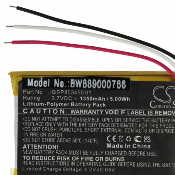 Töltőállomás JBL GSP803450 01 - 1350 mAh 3.7 V Li-polymer - Utángyártott