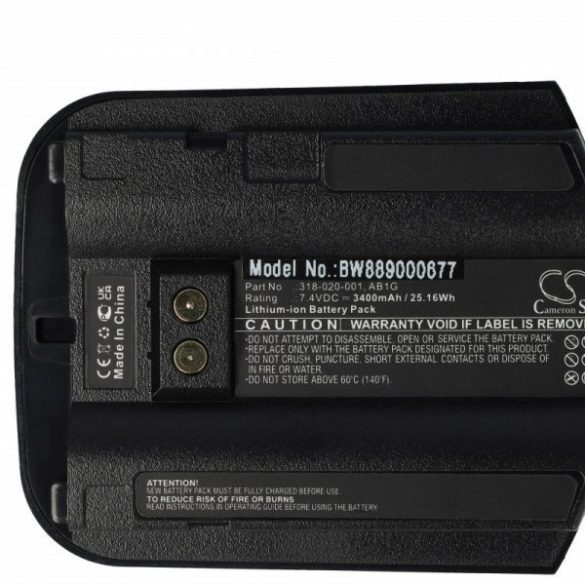 Intermec 318-020-001, AB1G - 3400 mAh 7.4 V Li-Ion Utángyártott vonalkód olvasó akku