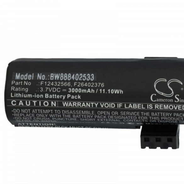 Ingenico F12432566, F26402376 - 3000 mAh 3.7 V Li-Ion Utángyártott vonalkód olvasó akku
