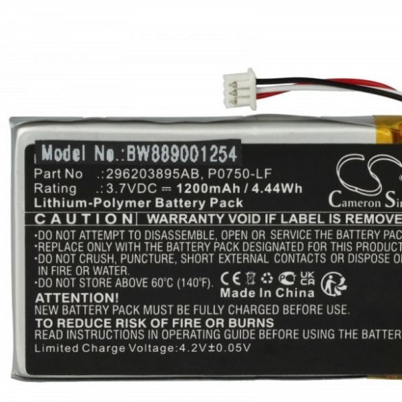 Card Reader Ingenico 296203895AB, P0750-LF - 1200 mAh 3.7 V Li-polymer - Utángyártott pos terminál akkumulátor
