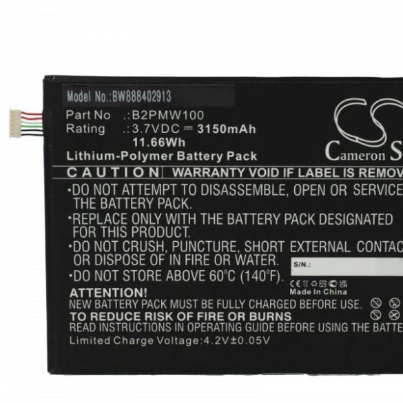 HTC B2PMW100 - 3150 mAh 3.7 V Li-polymer - Utángyártott tablet akku