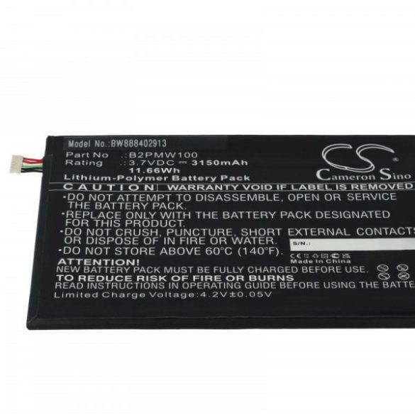 HTC B2PMW100 - 3150 mAh 3.7 V Li-polymer - Utángyártott tablet akku